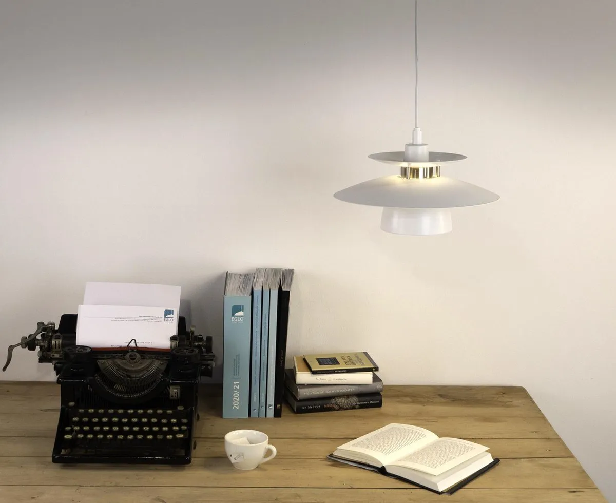 Eglo Brenda Hanglamp E27 - Ø32cm - Wit/Nikkelmat