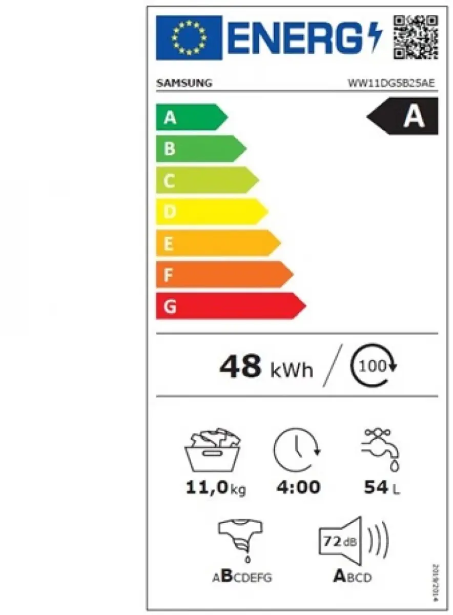 Samsung WW11DG5B25AELE Wasmachine 11kg - A-label - Wit - afbeelding 2 van 6