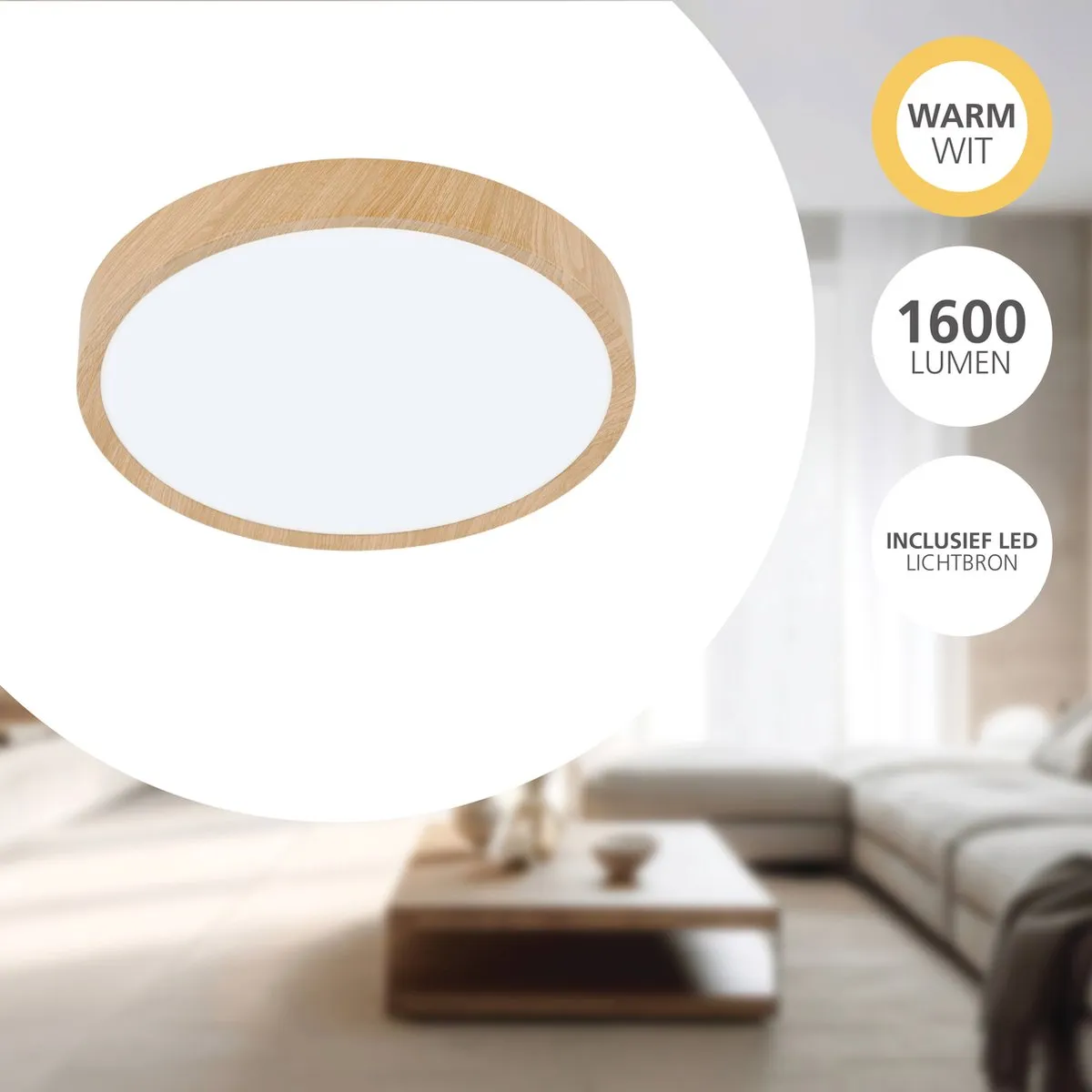 Eglo Musurita Plafondlamp LED Ø34cm - Houtlook
