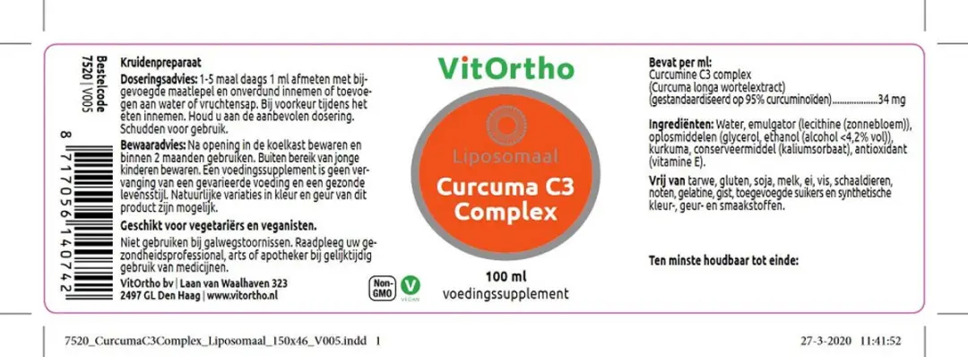 VitOrtho Curcuma C3 Complex Liposomaal 100ml