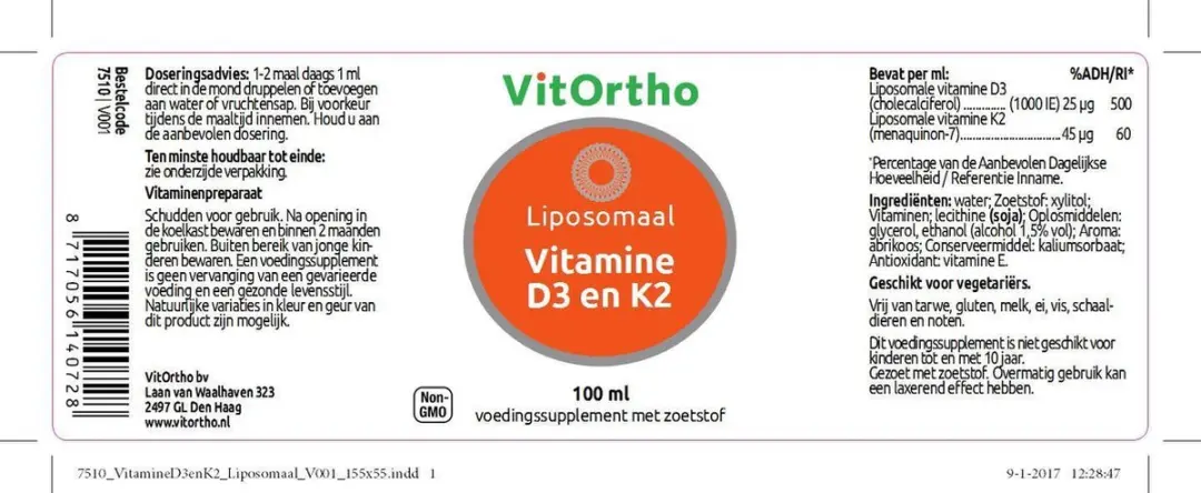 VitOrtho Vitamine D3 K2 Liposomaal 100ml