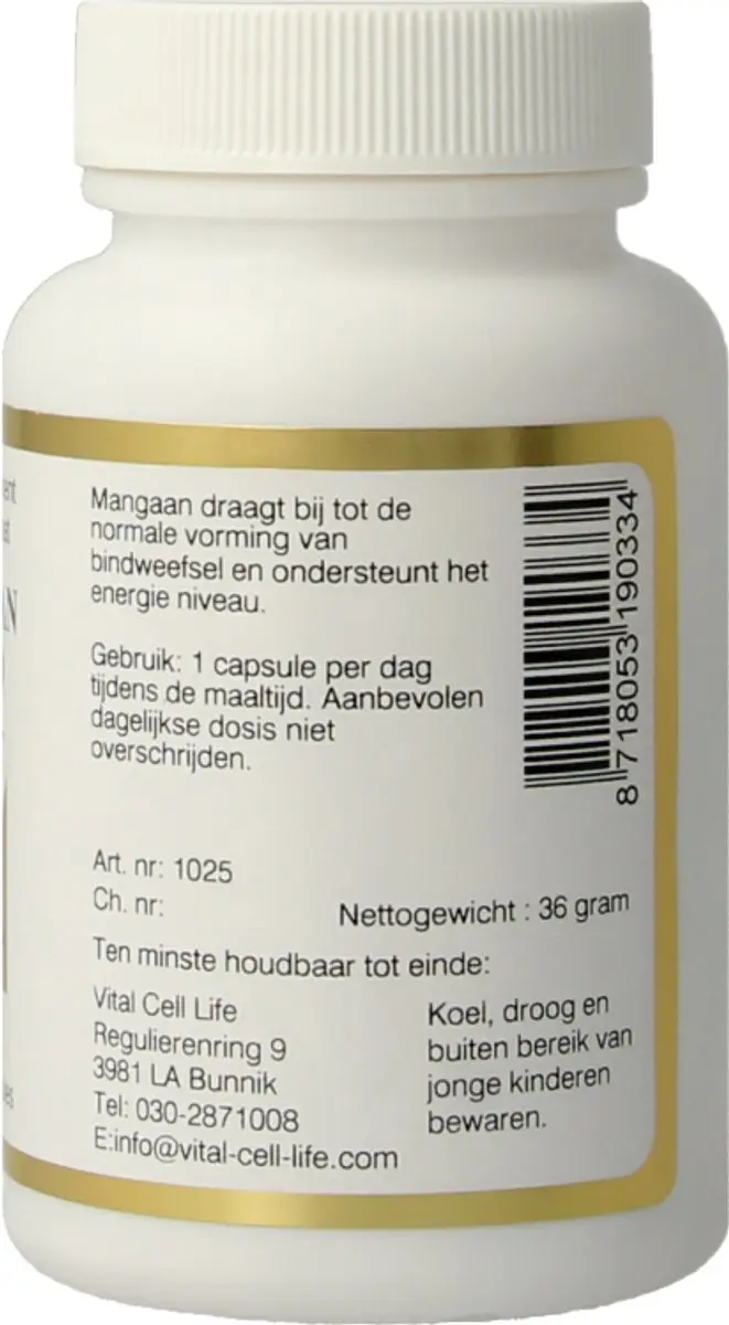 Vital Cell Life Mangaan Amino 30mg - 100 Vegetarische Capsules
