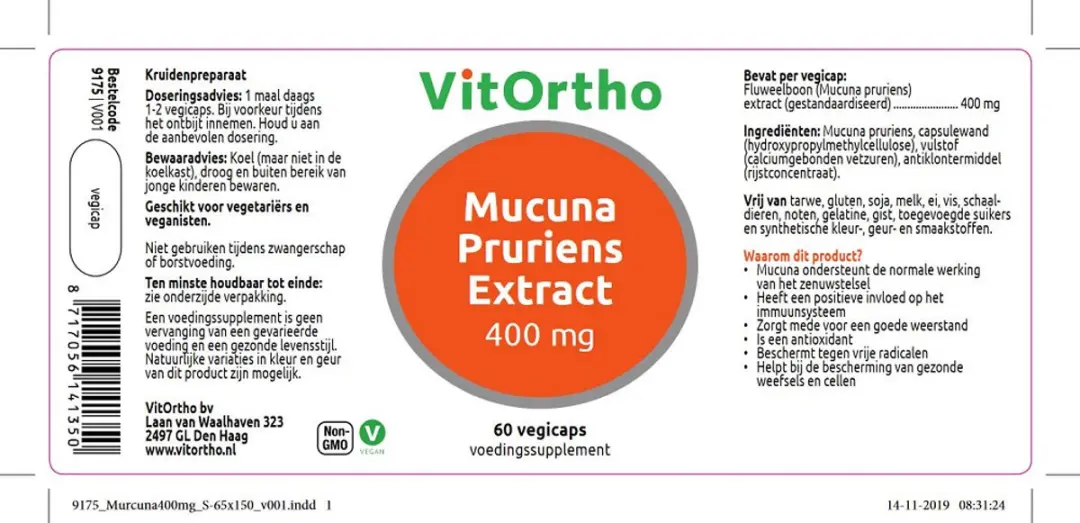VitOrtho Mucuna Pruriens Extract 60 Vegicaps