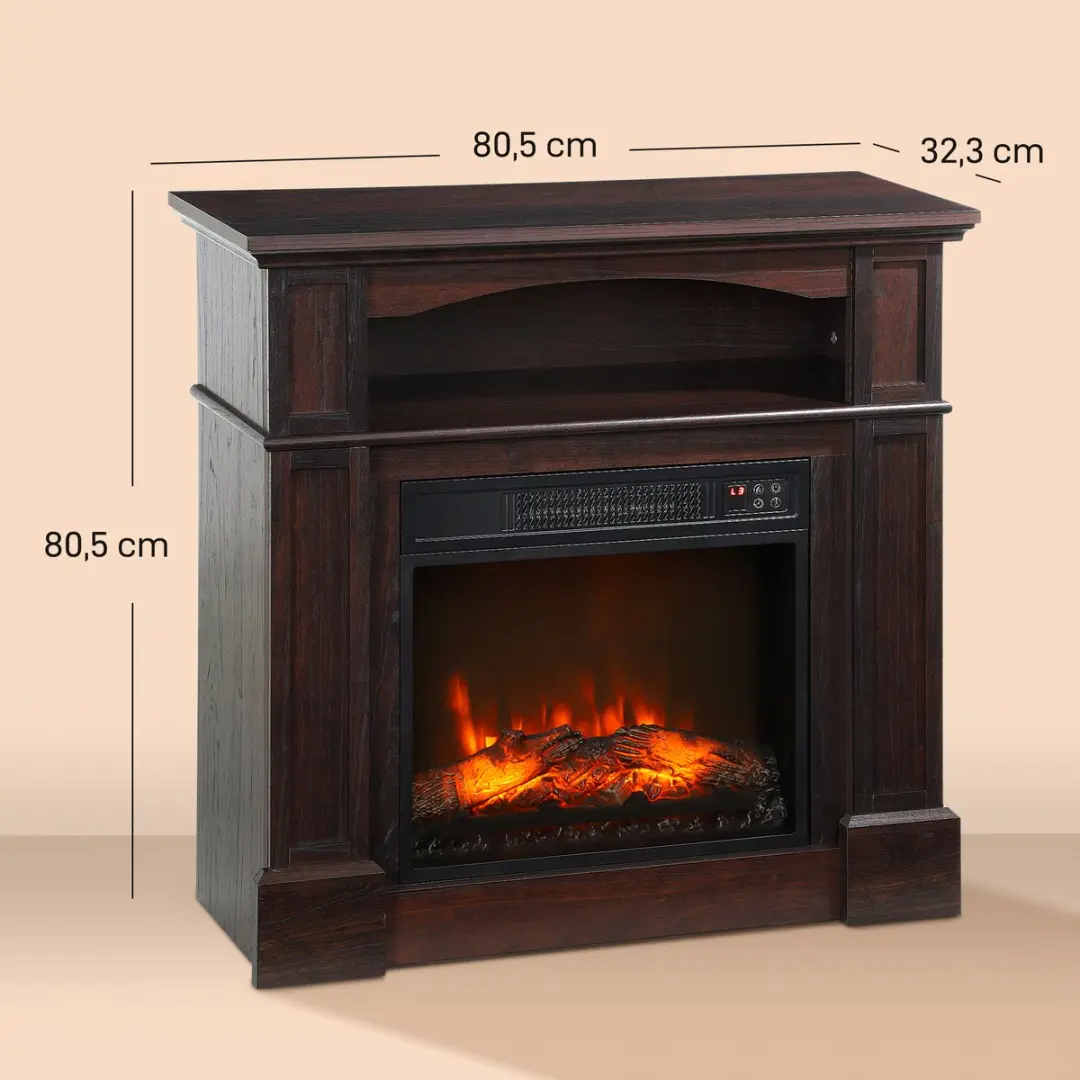 Homcom Elektrische Haard 820-090V91BN - 1800W - Bruin/Zwart