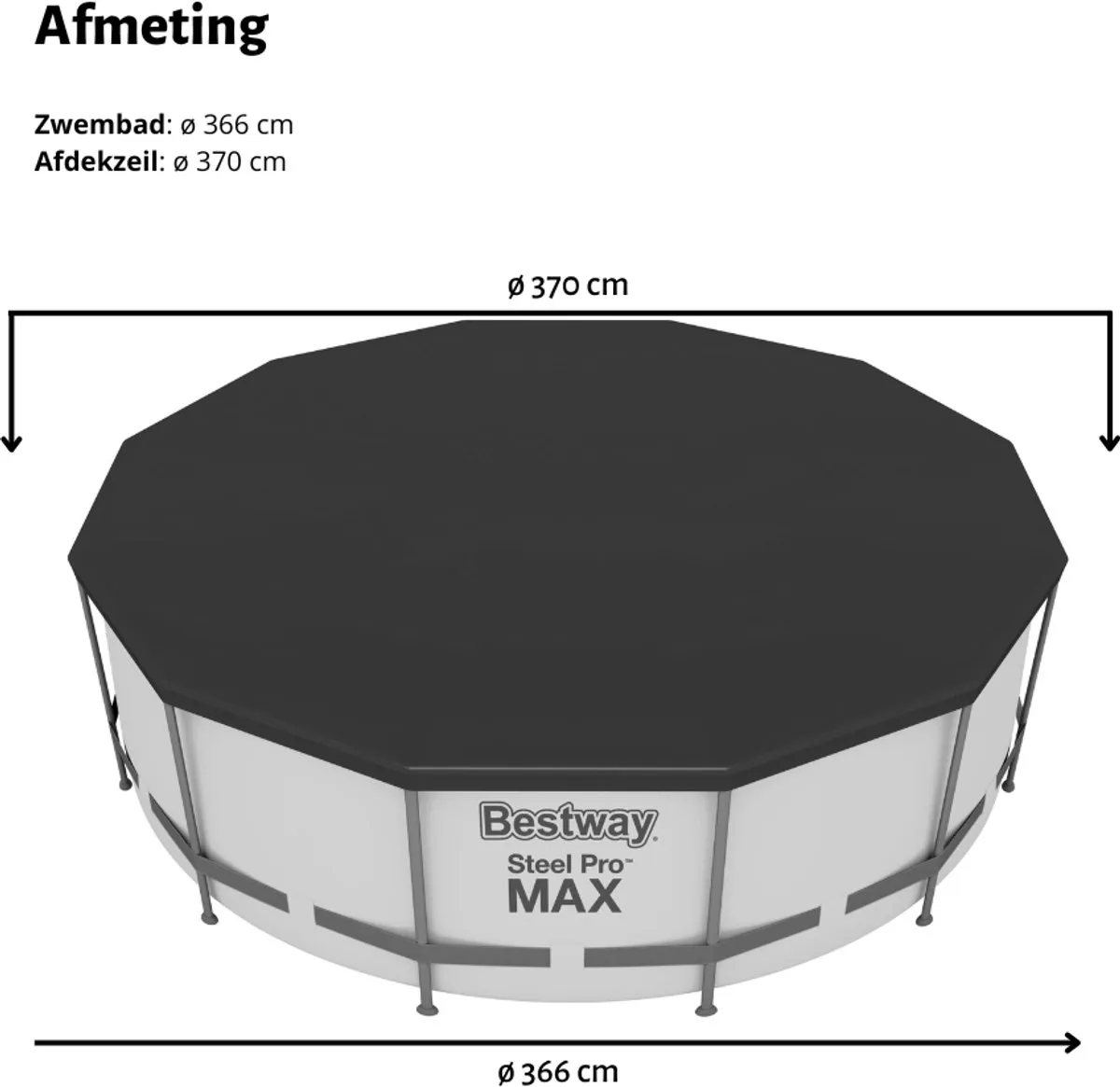 Bestway Zwembad Afdekzeil Ø370cm - Zwart