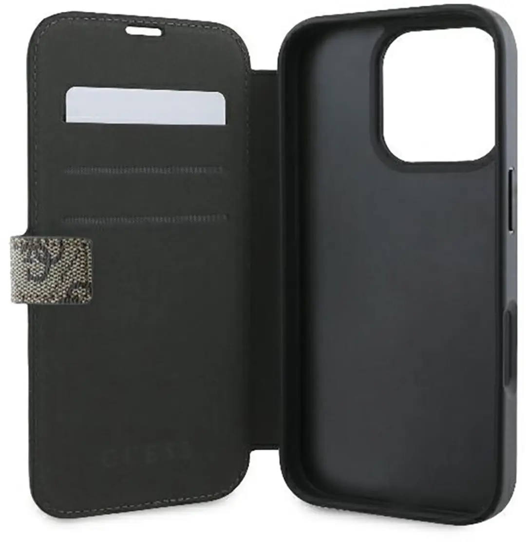 Guess 4G Big Metal Logo Book Wallet Case iPhone 16 Pro Max - Bruin