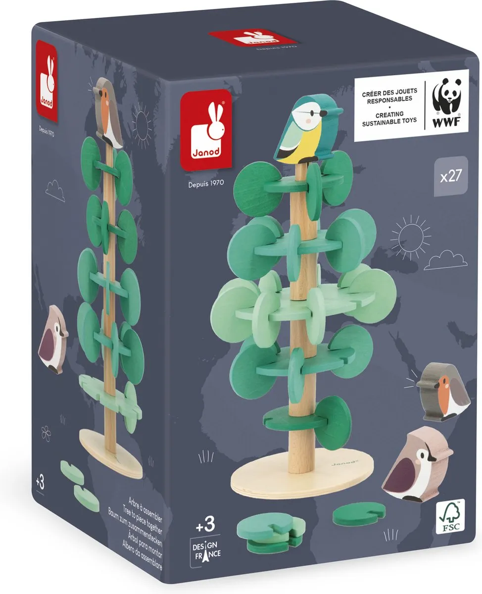Janod WWF Boom Bouwset - 37 Stuks - 30cm - WWF Kleur - afbeelding 2 van 6