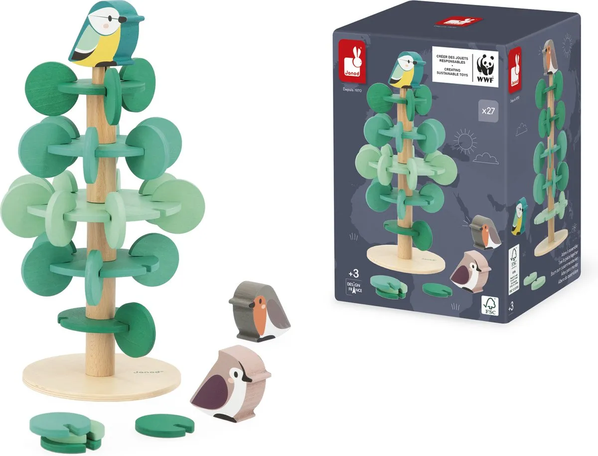 Janod WWF Boom Bouwset - 37 Stuks - 30cm - WWF Kleur - afbeelding 4 van 6