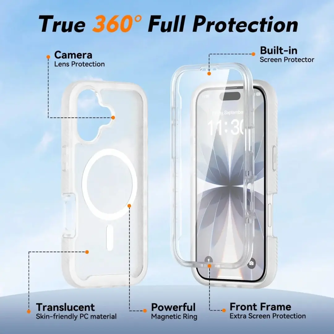 Selected iPhone 17 Hoesje met Screenprotector - MagSafe - Matte Transparant