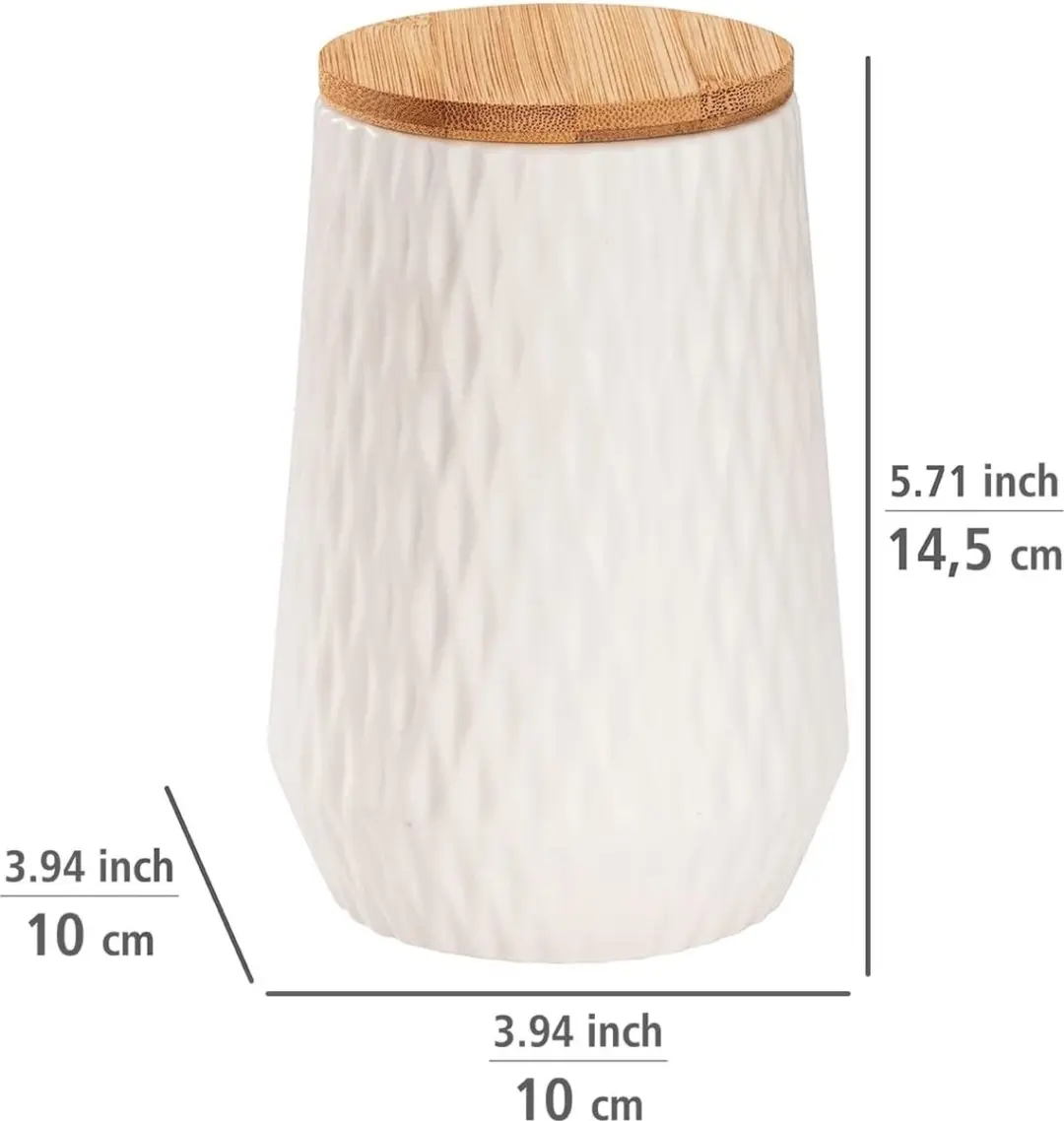 Wenko Diamond Voorraadpot Set 3x 0,6L - Keramisch - Wit/Bruin - afbeelding 2 van 6