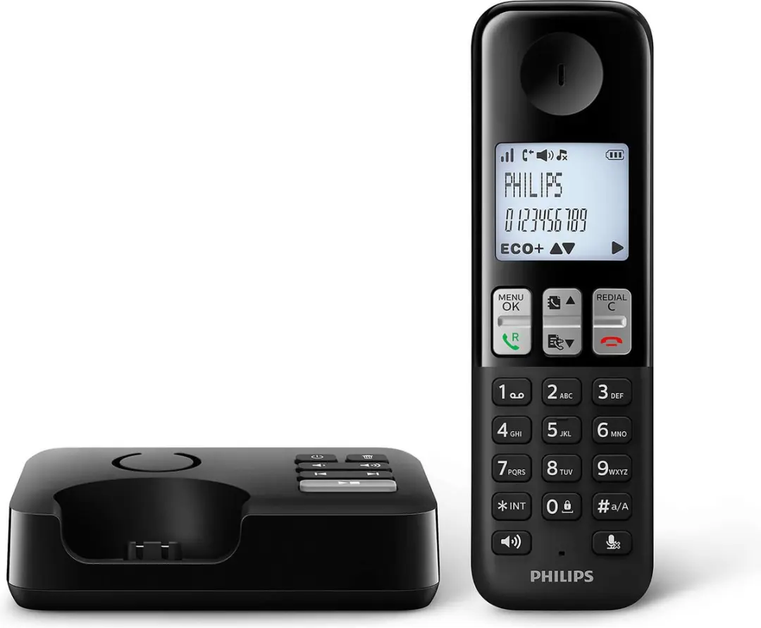Philips D2551B/01 Draadloze DECT Telefoon - 1 Handset - Zwart