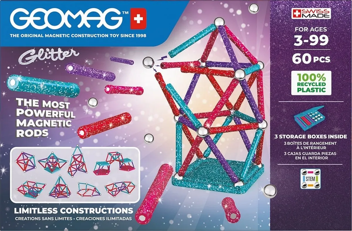 Geomag Glitter Set Recycled - 60-delig