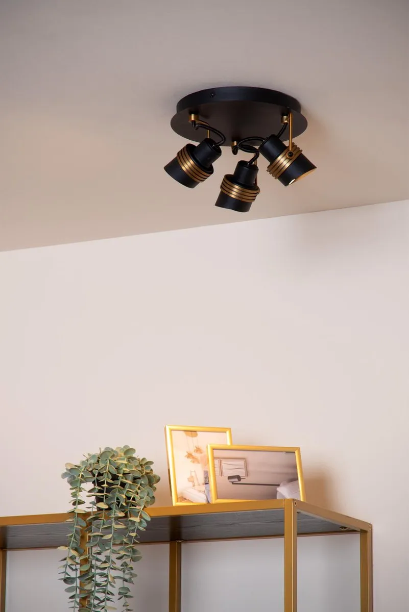 Lucide TUNDRAN Plafondspot Ø21cm 3xGU10 - Zwart