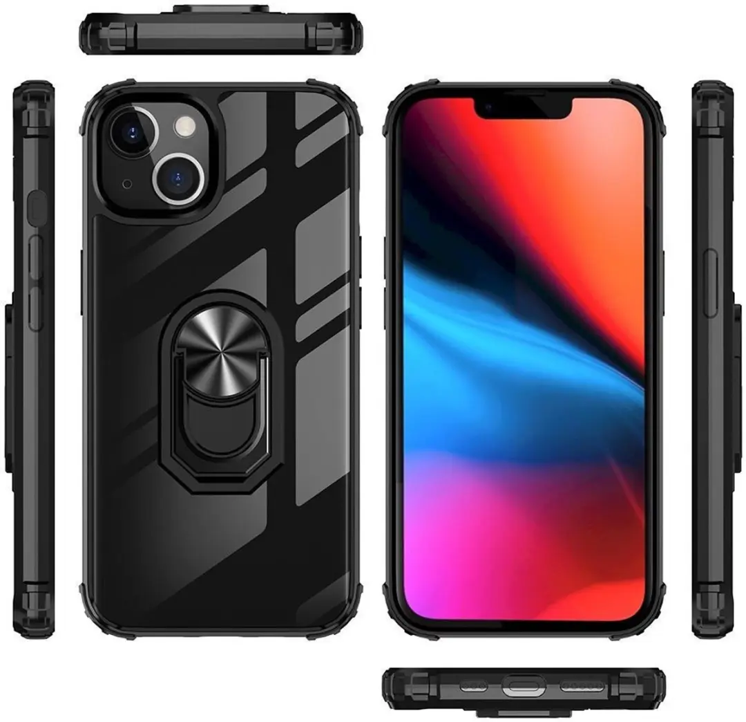 Selected Hoesje iPhone 13 Hybride Kickstand Transparant/Blauw