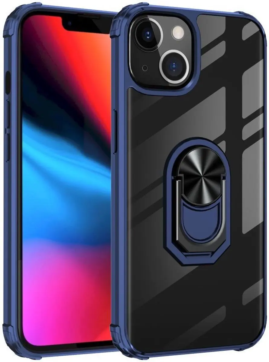 Selected Hoesje iPhone 13 Hybride Kickstand Transparant/Blauw