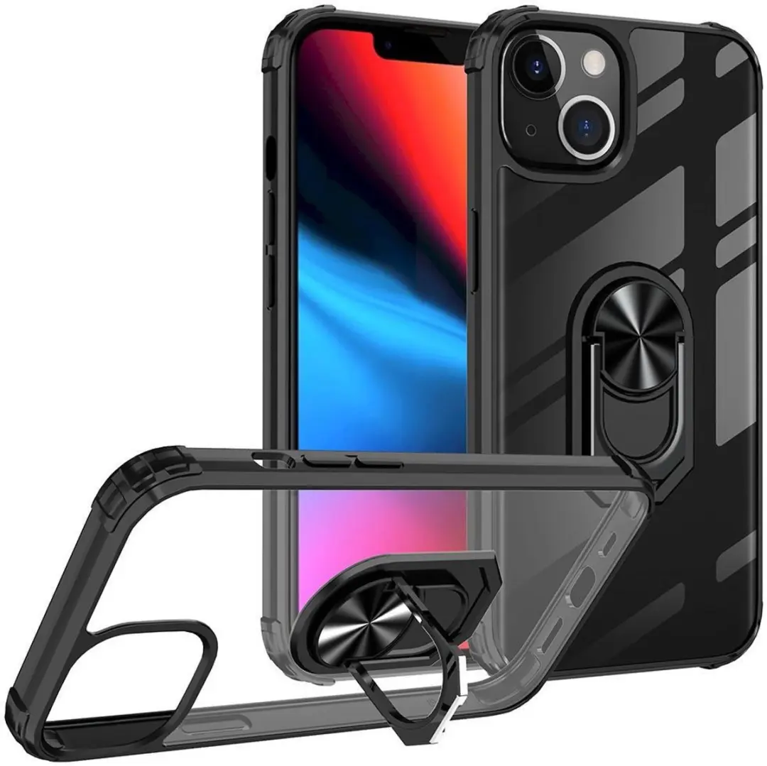 Selected Hoesje iPhone 13 Hybride Kickstand Transparant/Blauw