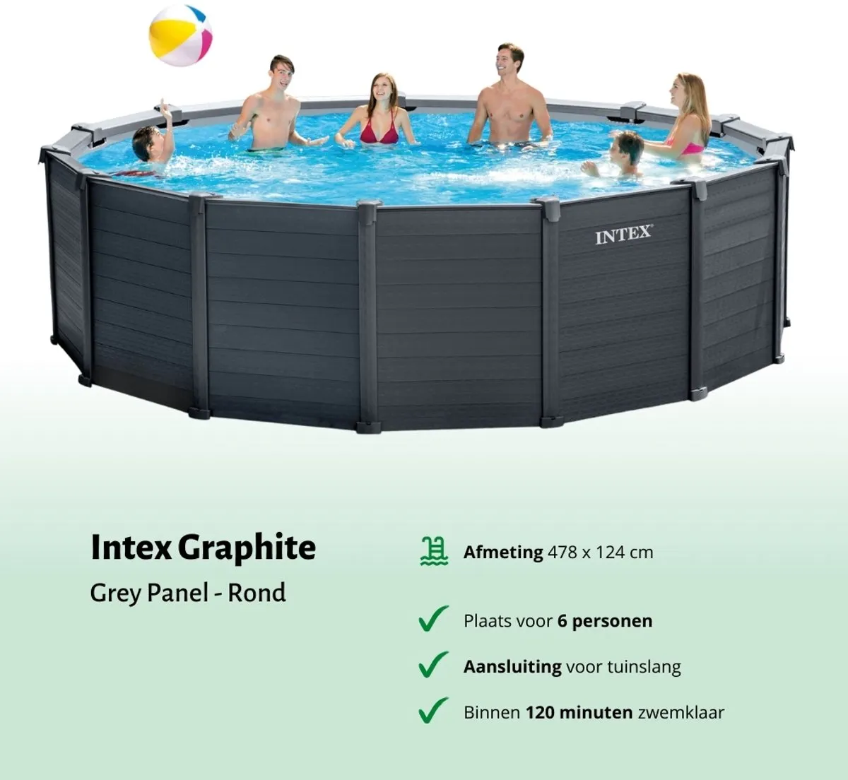 Intex Graphite Panel Opzetzwembad 478cm - 16.805L - 26384GS
