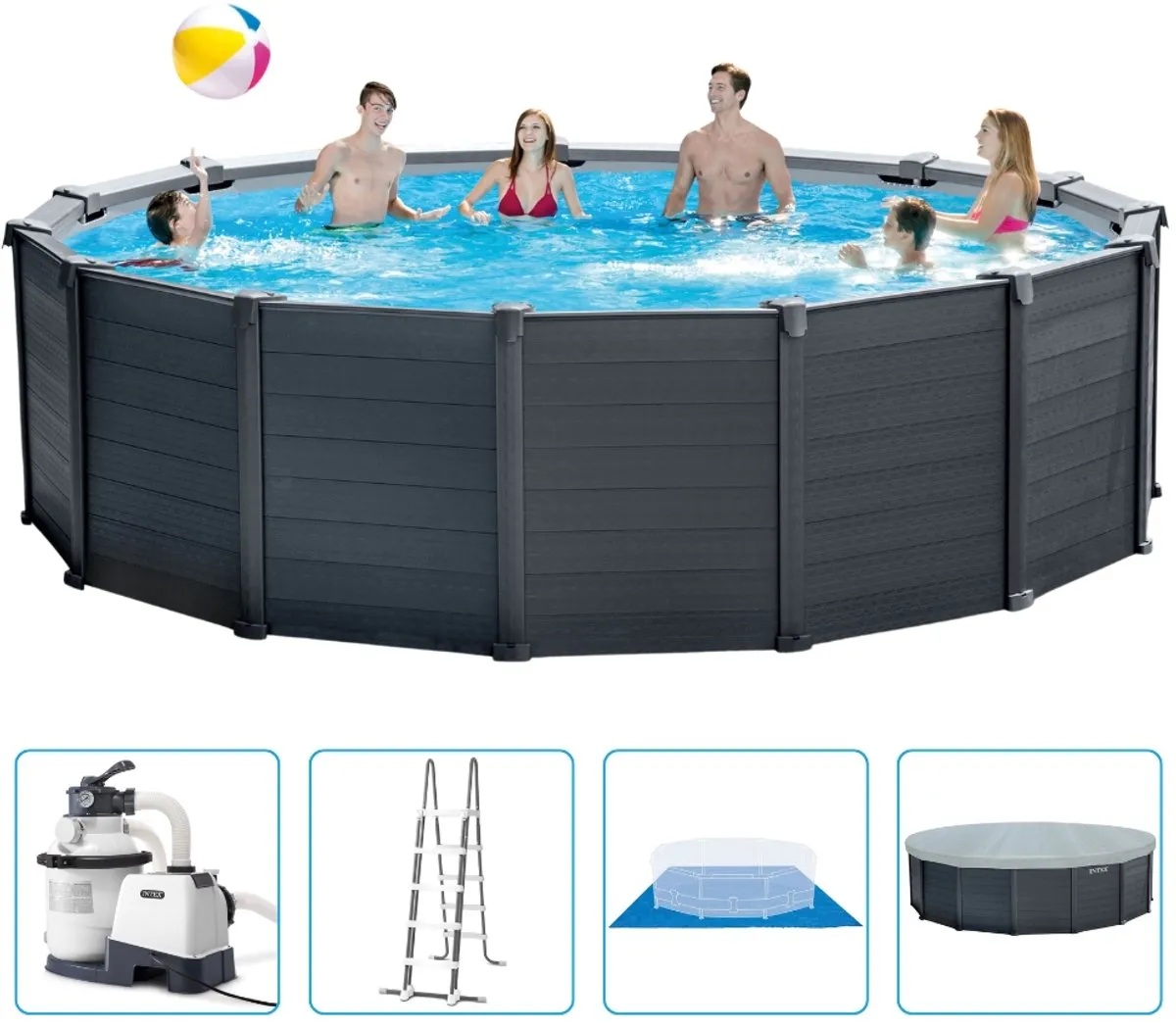 Intex Graphite Panel Opzetzwembad 478cm