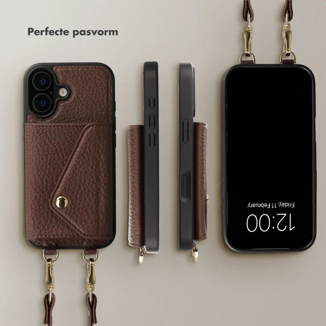 Selencia Sera Koordhoes iPhone 17 - 3 Pasjes - Donkerbruin