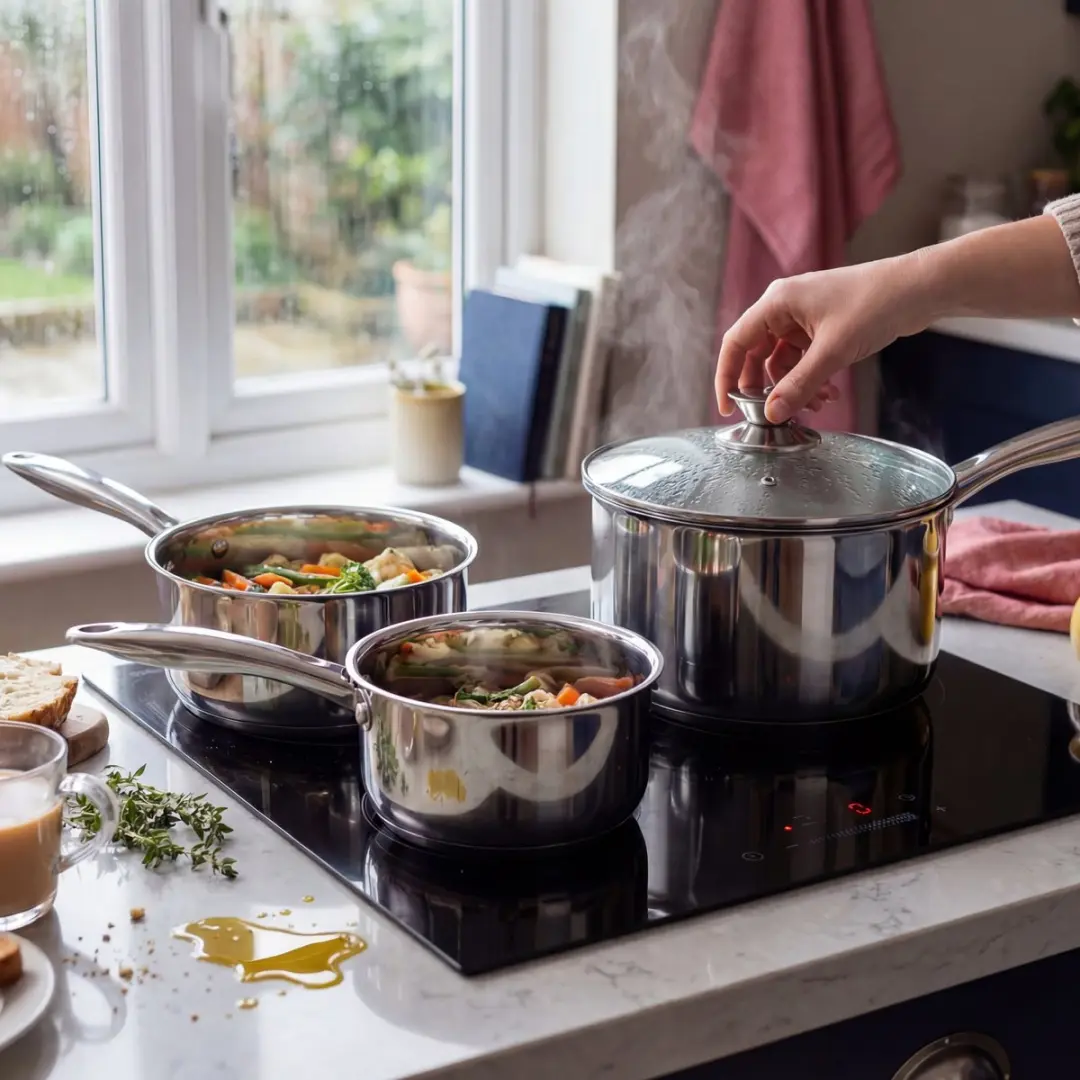 Russell Hobbs Pannenset 3-delig - Zilver - Vaatwasmachinebestendig