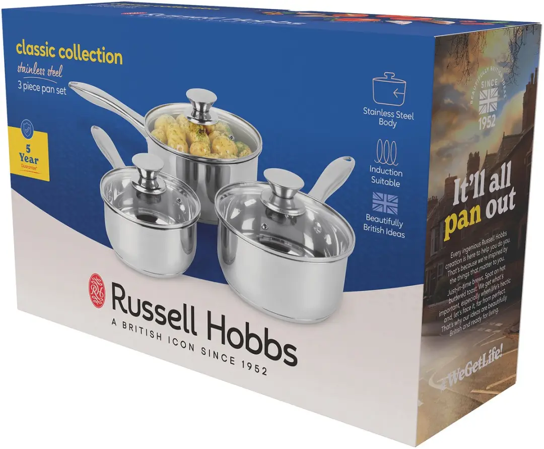 Russell Hobbs Pannenset 3-delig - Zilver - Vaatwasmachinebestendig - afbeelding 6 van 6