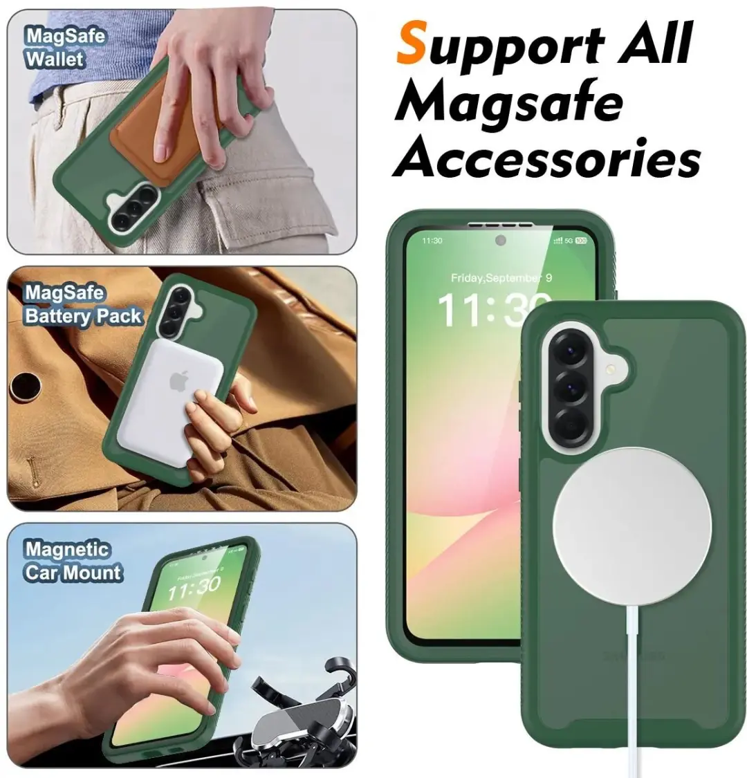 Selected Hoesje Samsung Galaxy A57 MagSafe Groen - Schokbestendig