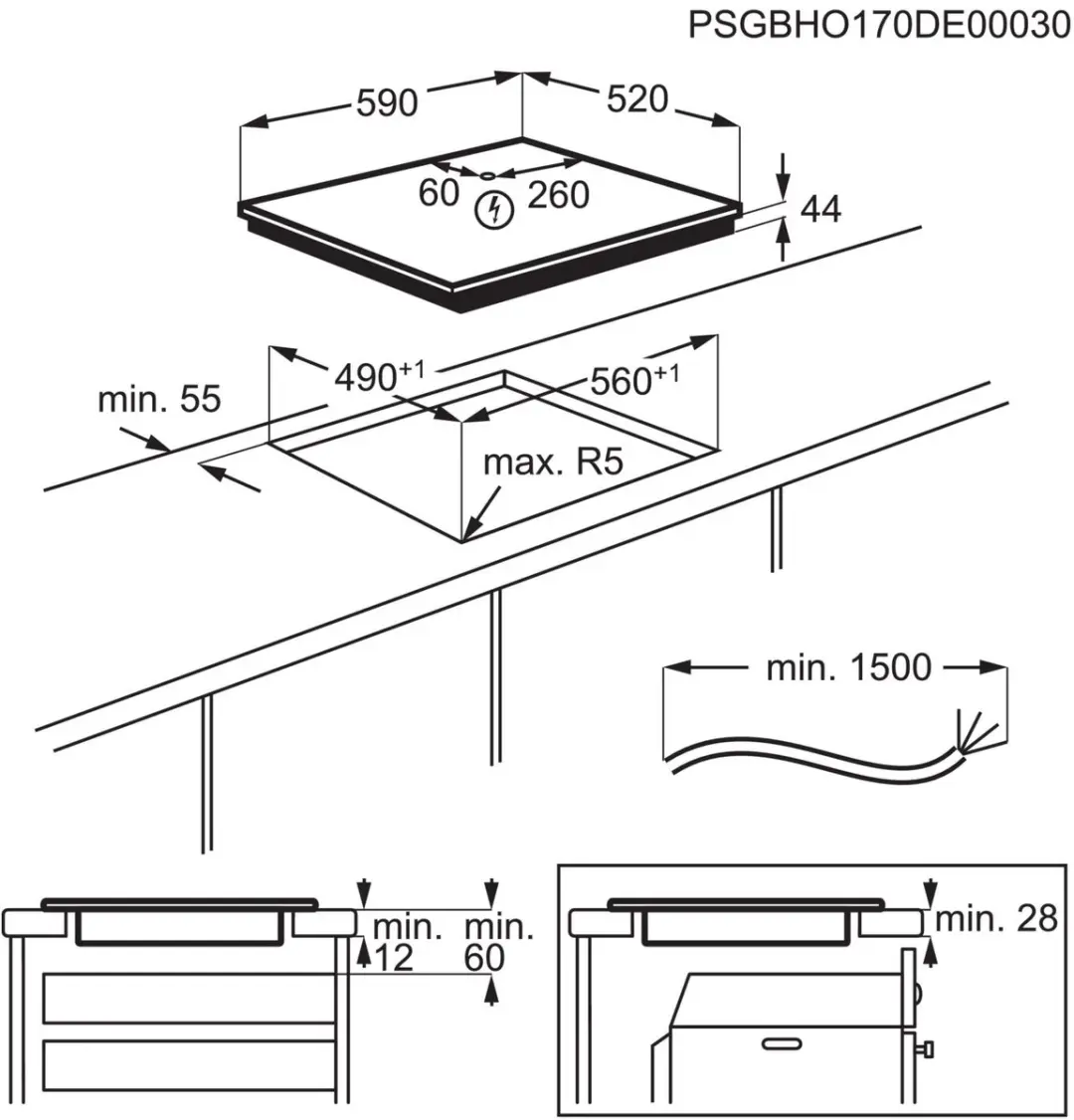 Electrolux LIT6043 Inductiekookplaat 60cm - 4 Zones - Zwart