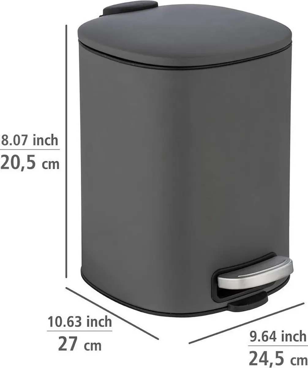 Wenko Alassio Afvalemmer 5L - Grijs