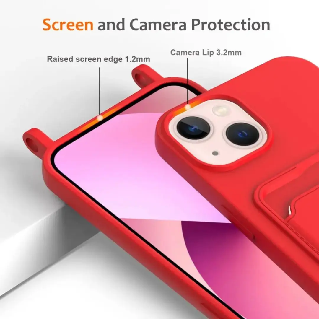 Selected by GSMpunt.nl iPhone 14 Hoesje met Koord en Pasjeshouder - Rood - afbeelding 6 van 6