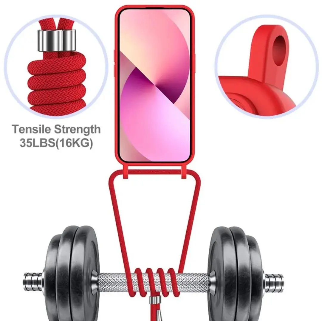 Selected by GSMpunt.nl iPhone 14 Hoesje met Koord en Pasjeshouder - Rood