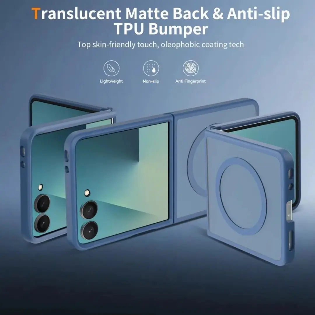 Selected by GSMpunt Samsung Galaxy Z Flip8 Hoesje - Hybrid Back Cover Blauw - MagSafe