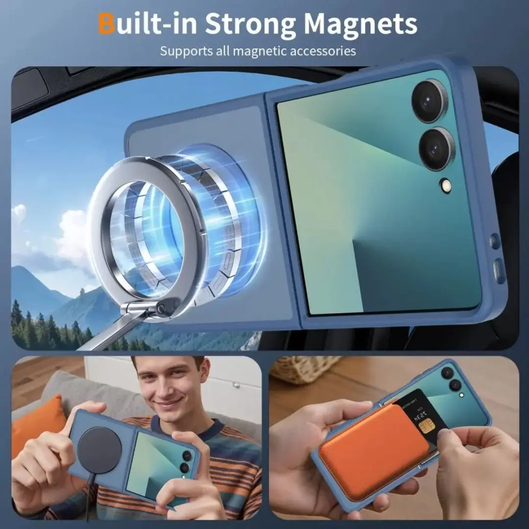 Selected by GSMpunt Samsung Galaxy Z Flip8 Hoesje - Hybrid Back Cover Blauw - MagSafe