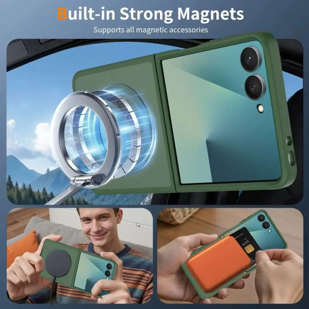 Selected by GSMpunt Samsung Galaxy Z Flip8 Hoesje - Hybrid Back Cover Groen - MagSafe