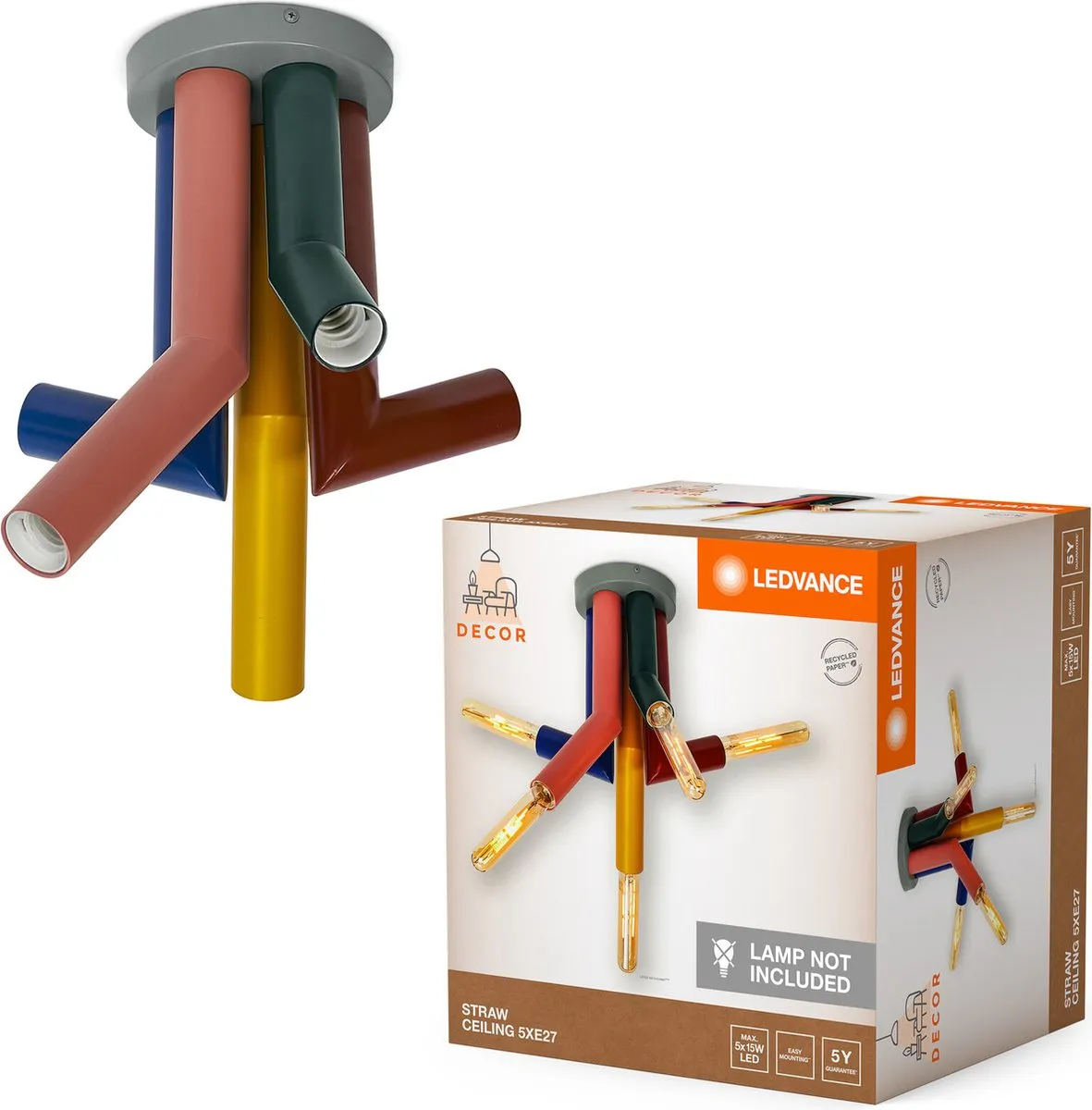 LEDVANCE Decor Straw Ceiling 5XE27 - Multicolor