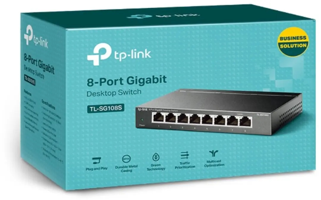 TP-Link TL-SG108S(UN) 8-Poorts Gigabit Switch - Zwart