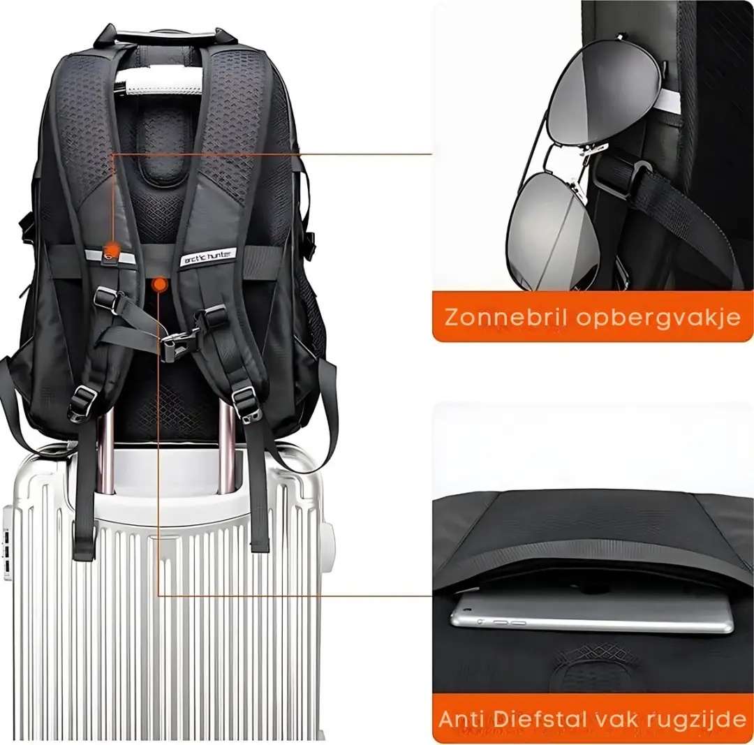 Arctic Hunter Rugzak 30L - Waterafstotend - Zwart