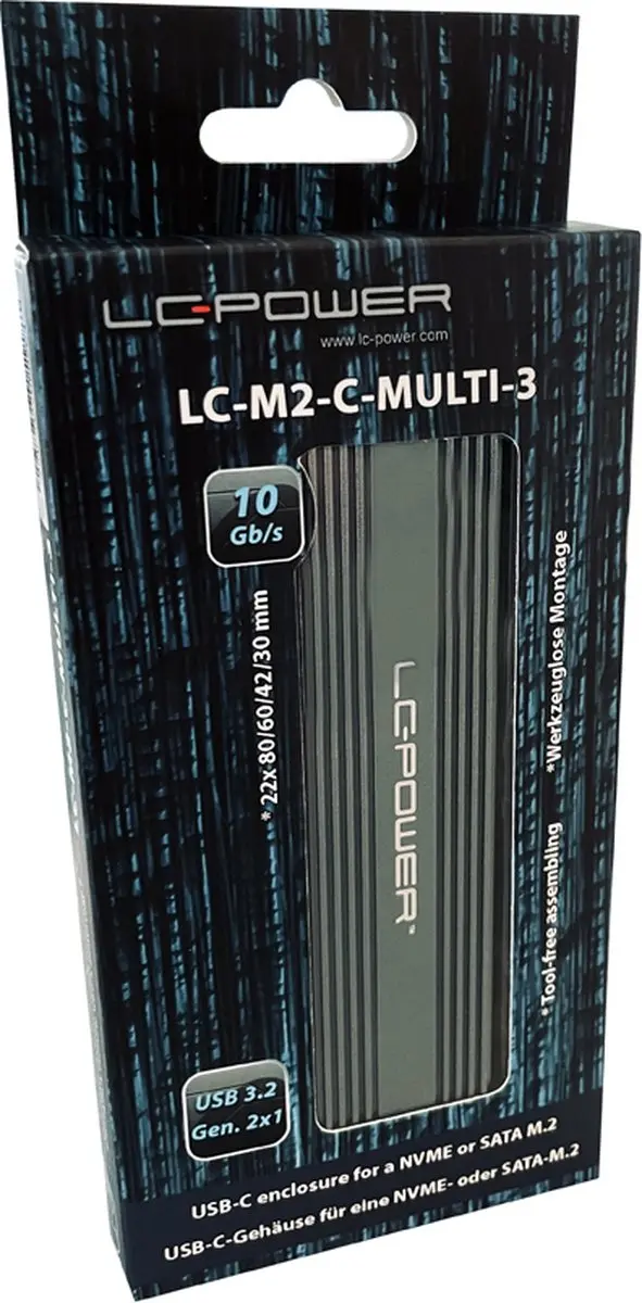 LC Power LC-M2-C-MULTI-3 M.2 SSD Enclosure - Zwart