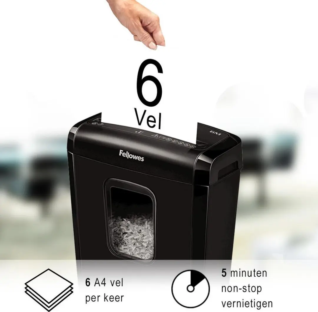 Fellowes 6M Papierversnipperaar P4 Mini-Cut - 6 Vel - Zwart
