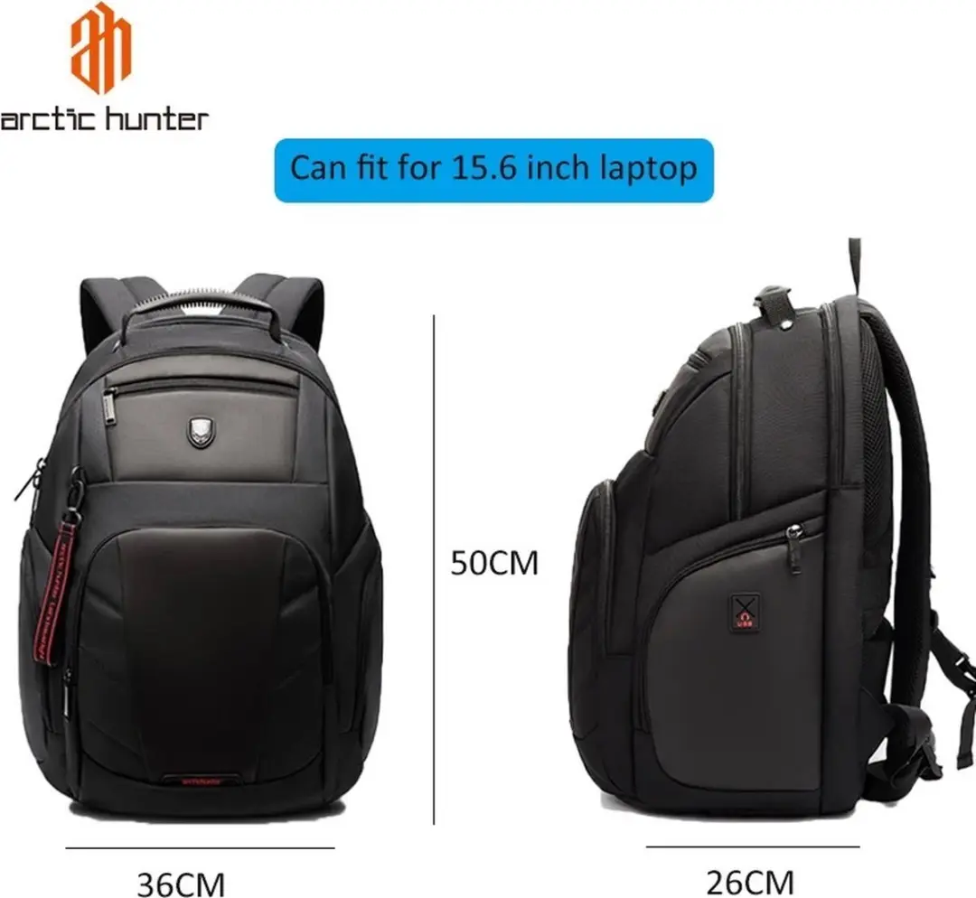 Arctic Hunter Rugtas Laptoprugzak 15.6 inch - 26L - Zwart