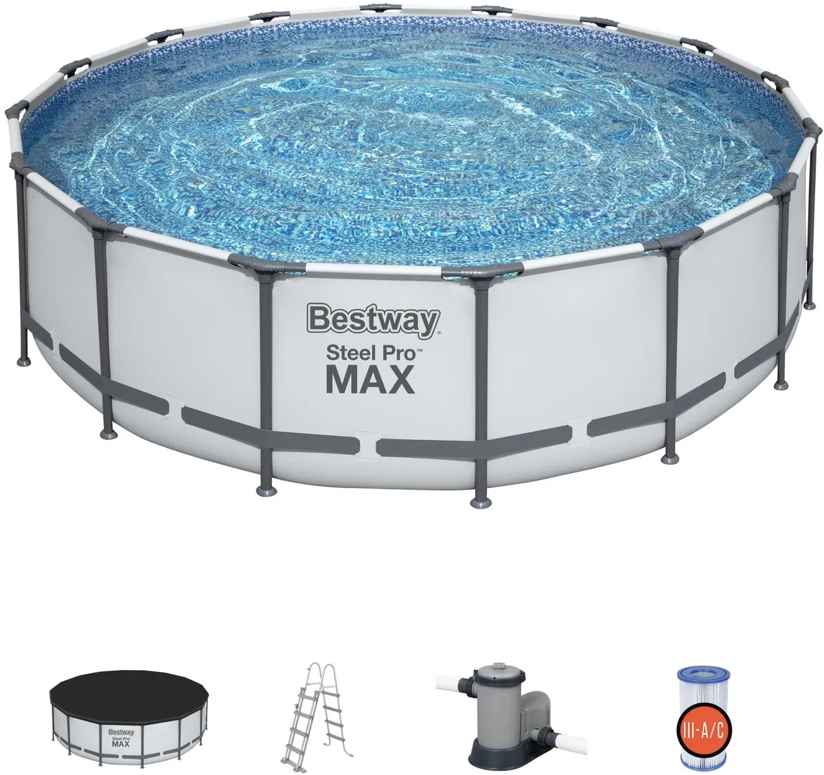 Bestway Steel Pro MAX 6942138983401 Opzetzwembad - 488x122cm - Grijs