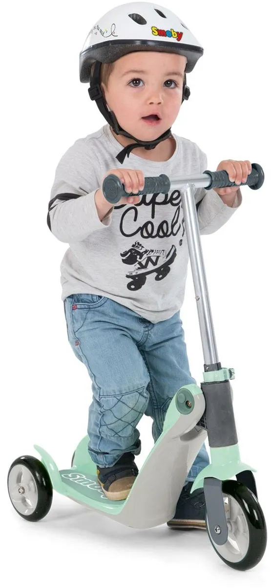 Smoby Step Loopfiets Scooter 2-in-1 - 3 Wielen - Groen/Wit/Grijs