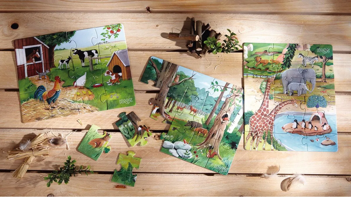 Haba Peuterpuzzels Dieren 12 Stuks - Multicolor