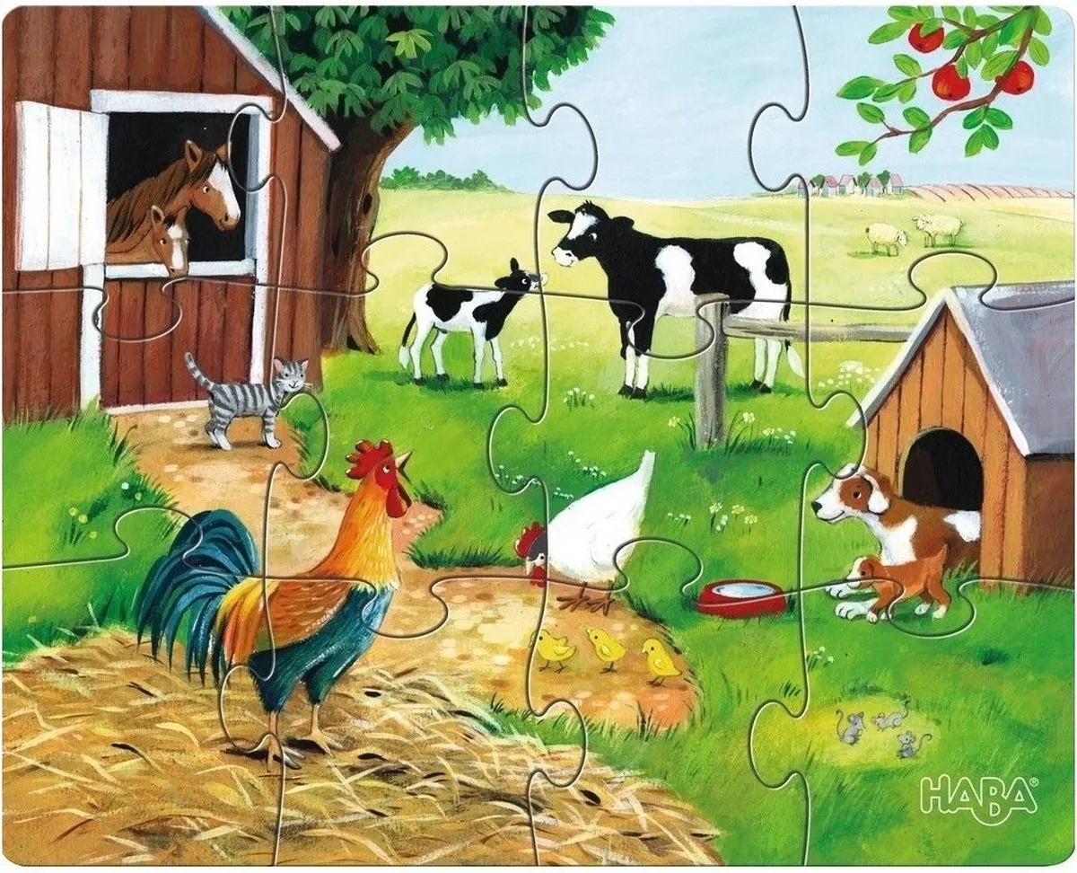 Haba Peuterpuzzels Dieren 12 Stuks - Multicolor