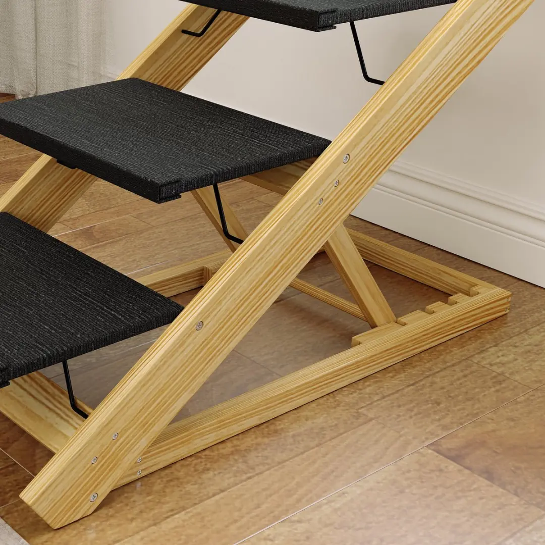 Pawhut Honden- en Kattenladder 4 Trappen 62,5cm - 40kg - Natur