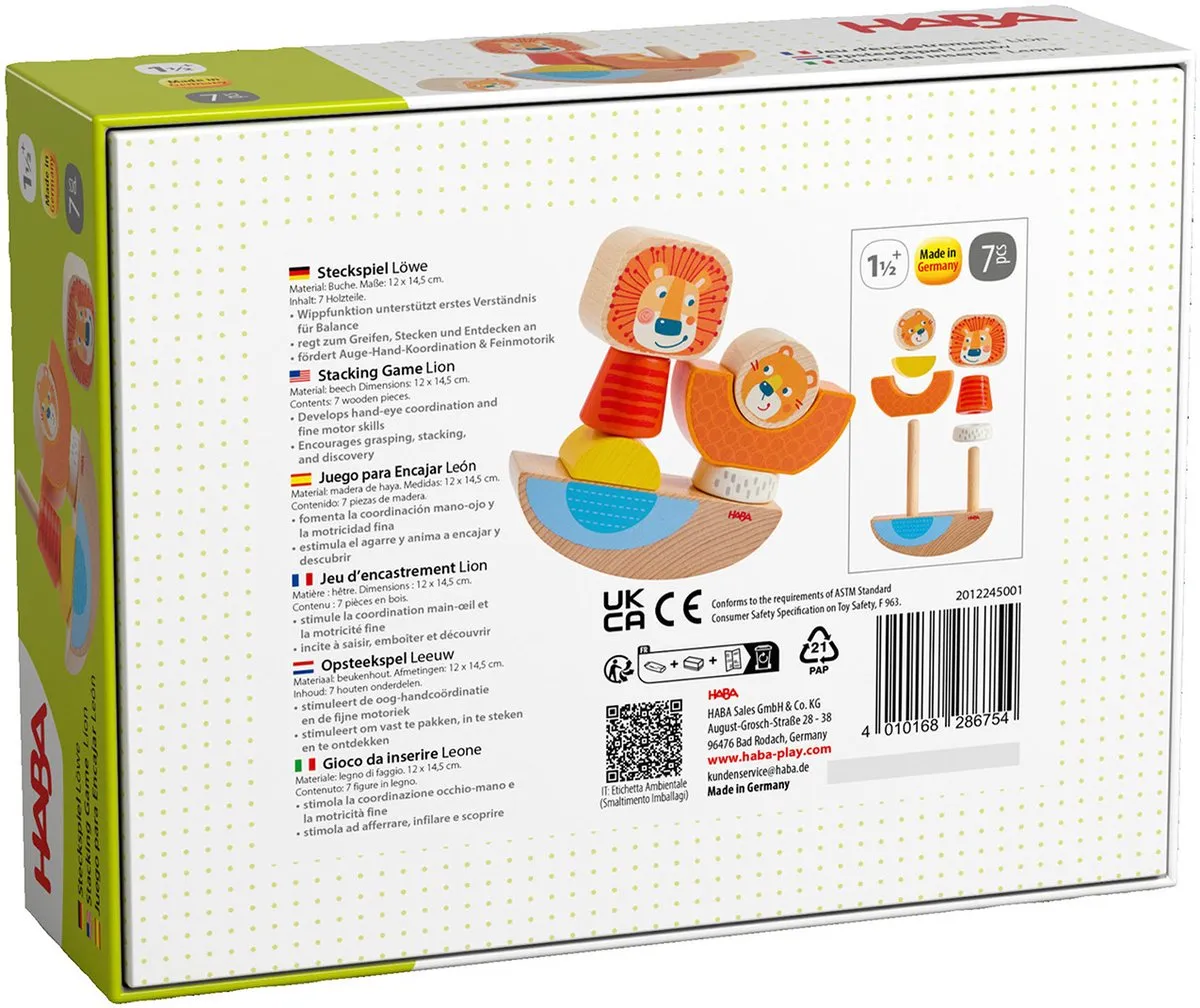 Haba Leeuw Opsteekspel - 6 Stuks - Multicolor