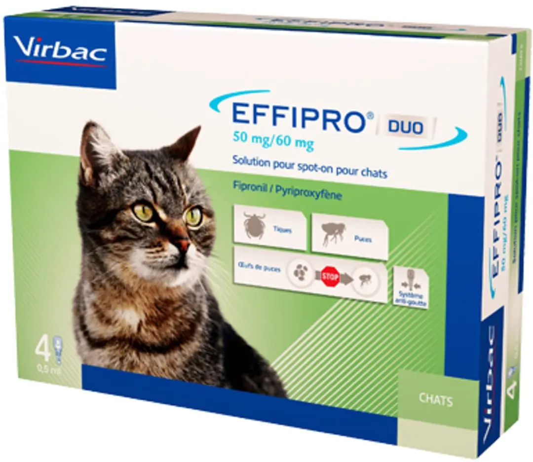 Virbac Effipro DUO Spot-On Grote Kat 6-12kg - 4 Pipetten