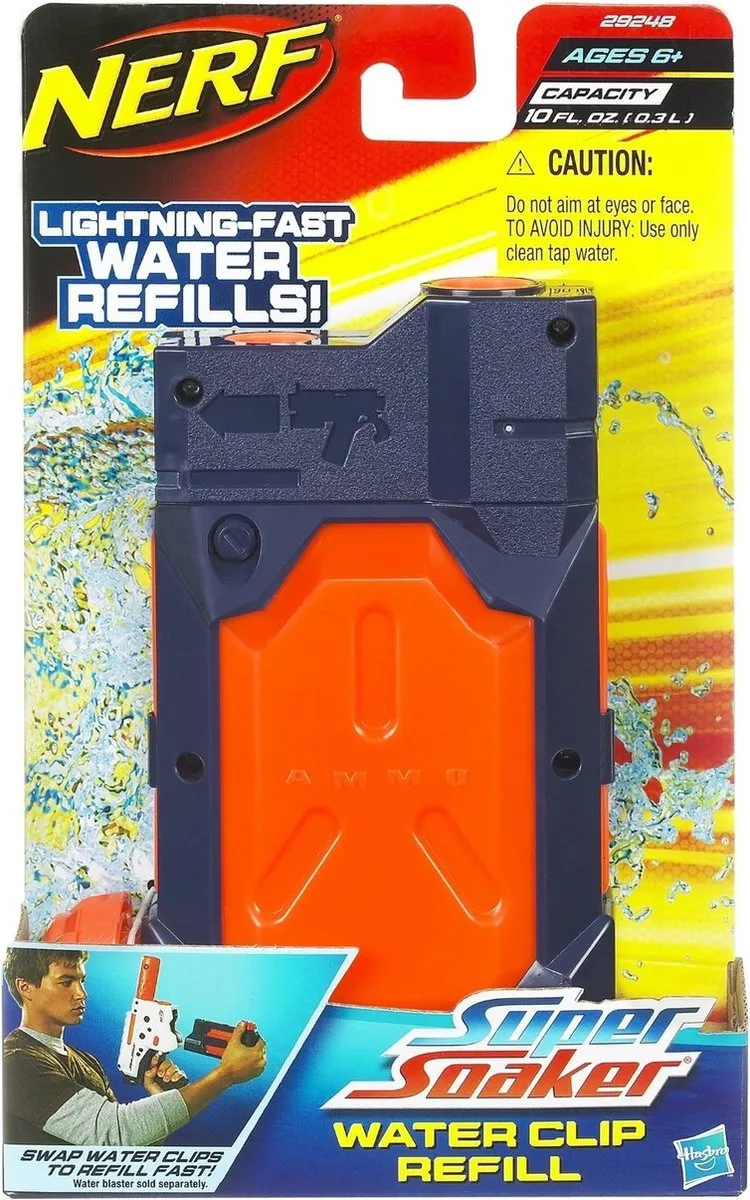 Nerf Super Soaker Clip Tank Navulling 300ml - Blauw/Oranje