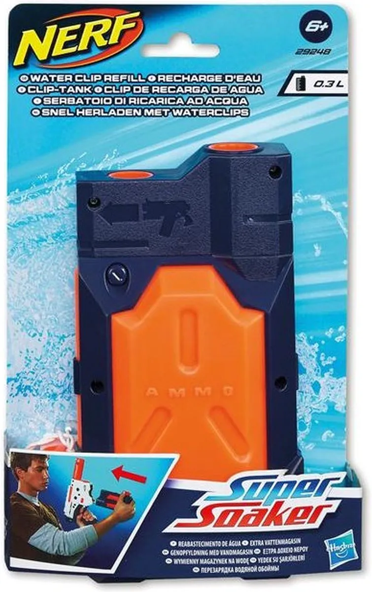 Nerf Super Soaker Clip Tank Navulling 300ml - Blauw/Oranje