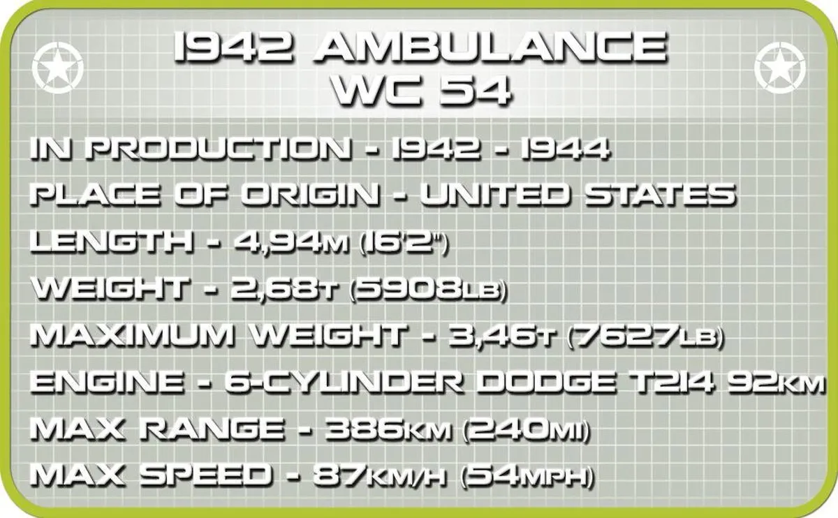 Cobi Dodge WC-54 Ambulance Bouwset 294-delig