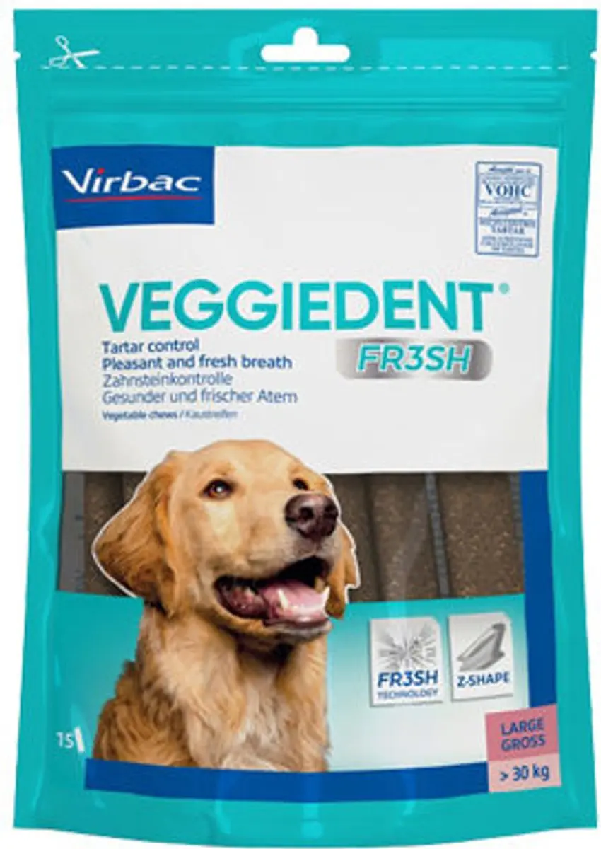 Virbac VeggieDent Kauwstrips 10-30 kg - 15 Stuks